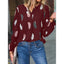 Women’s Graphic Feather Print Long Sleeve Blouse