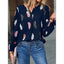 Women’s Graphic Feather Print Long Sleeve Blouse