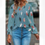 Women’s Graphic Feather Print Long Sleeve Blouse
