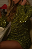 Women's Green Sequin Long Sleeve Mini Dress