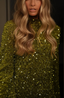Women's Green Sequin Long Sleeve Mini Dress