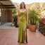 Women’s Green Side Slit Open Back Maxi Dress