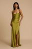 Women’s Green Side Slit Open Back Maxi Dress