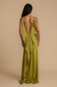 Women’s Green Side Slit Open Back Maxi Dress