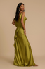 Women’s Green Side Slit Open Back Maxi Dress