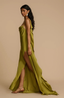 Women’s Green Side Slit Open Back Maxi Dress