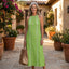 Women's Halter Neck Sleeveless Geometric Print Boho Midi Dress