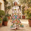 Women's High Neck Bell Sleeve Floral Oversized Boho Maxi Dress