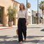 Women's High Waist Elastic Waistband Wide Leg Pants