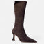 Women’s Knee High Pointed Toe Mid Heel Suede Boots