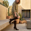 Women’s Knee High Pointed Toe Mid Heel Suede Boots