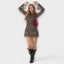 Women's Leopard Print Round Neck Bell Sleeve Bodycon Mini Dress