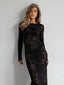 Women’s Long-Sleeve Floral Lace Maxi Dress