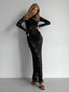 Women’s Long-Sleeve Floral Lace Maxi Dress