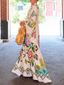 Women's High Neck Bell Sleeve Floral Oversized Boho Maxi Dress