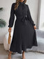 Women’s Long Sleeve Pleated Belted Midi Dress