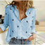 Women's Bird Print Long Sleeve Button Down Shirt