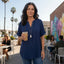 Women's Loose Fit Split V-Neck Short Sleeve Blouse