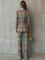 Women’s Multicolored Plaid Blazer and Trouser Set