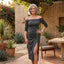 Women's Off-Shoulder Glitter Midi Dress