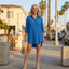 Women's Oversized Button-Down Roll-Up Sleeve Shirt Dress