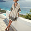 Women's V-Neck Striped Batwing Sleeve Kaftan Mini Dress