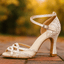 Women's Pearl Rhinestone Open Toe Stiletto Bridal Heels