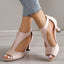 Women's Peep Toe Cutout Block Heels