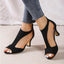 Women's Peep Toe Cutout Block Heels