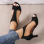 Women's Peep Toe Cutout Block Heels