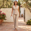 Women’s Pleated Peplum Two-Piece Pants Set
