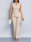 Women’s Pleated Peplum Two-Piece Pants Set