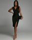 Women’s Polished Sleeveless V-Neck Side Slit Dress