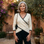 Women’s Polished White V-Neck Knit Sweater