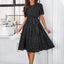 Women's Polka Dot Round Neck Short Sleeve A-Line Midi Dress