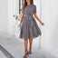 Women's Polka Dot Round Neck Short Sleeve A-Line Midi Dress