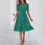 Women's Polka Dot Round Neck Short Sleeve A-Line Midi Dress