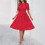 Women's Polka Dot Round Neck Short Sleeve A-Line Midi Dress