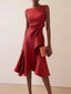 Women’s Red Sleeveless Ruffle Midi Cocktail Dress
