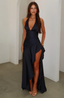 Women's Refined High Slit Halter Maxi Dress