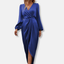 Women’s Refined Long Sleeve V-Neck Wrap Midi Dress