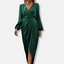 Women’s Refined Long Sleeve V-Neck Wrap Midi Dress