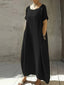 Women's Round Neck Short Sleeve Oversized Pocket Maxi Dress