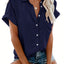 Women’s Short Sleeve Collared Button Down Blouse