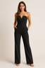 Women’s Sleek Strapless V-Neck Wide Leg Jumpsuit