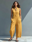 Women’s Sleeveless Button Up Stand Collar Jumpsuit