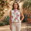 Women’s Sleeveless Mock Neck Floral Blouse