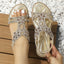 Women's Rhinestone Floral Slingback Flat Sandals