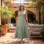 Women's Square Neck Sleeveless Tiered Midi Dress