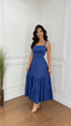 Women's Square Neck Sleeveless Tiered Midi Dress